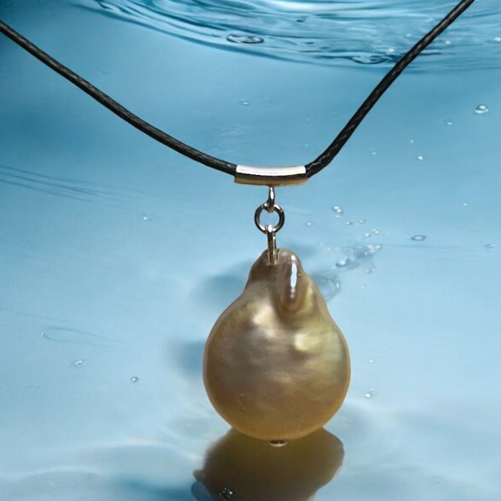 Freshwater Coin Pearl With Black Cord Necklace 10$